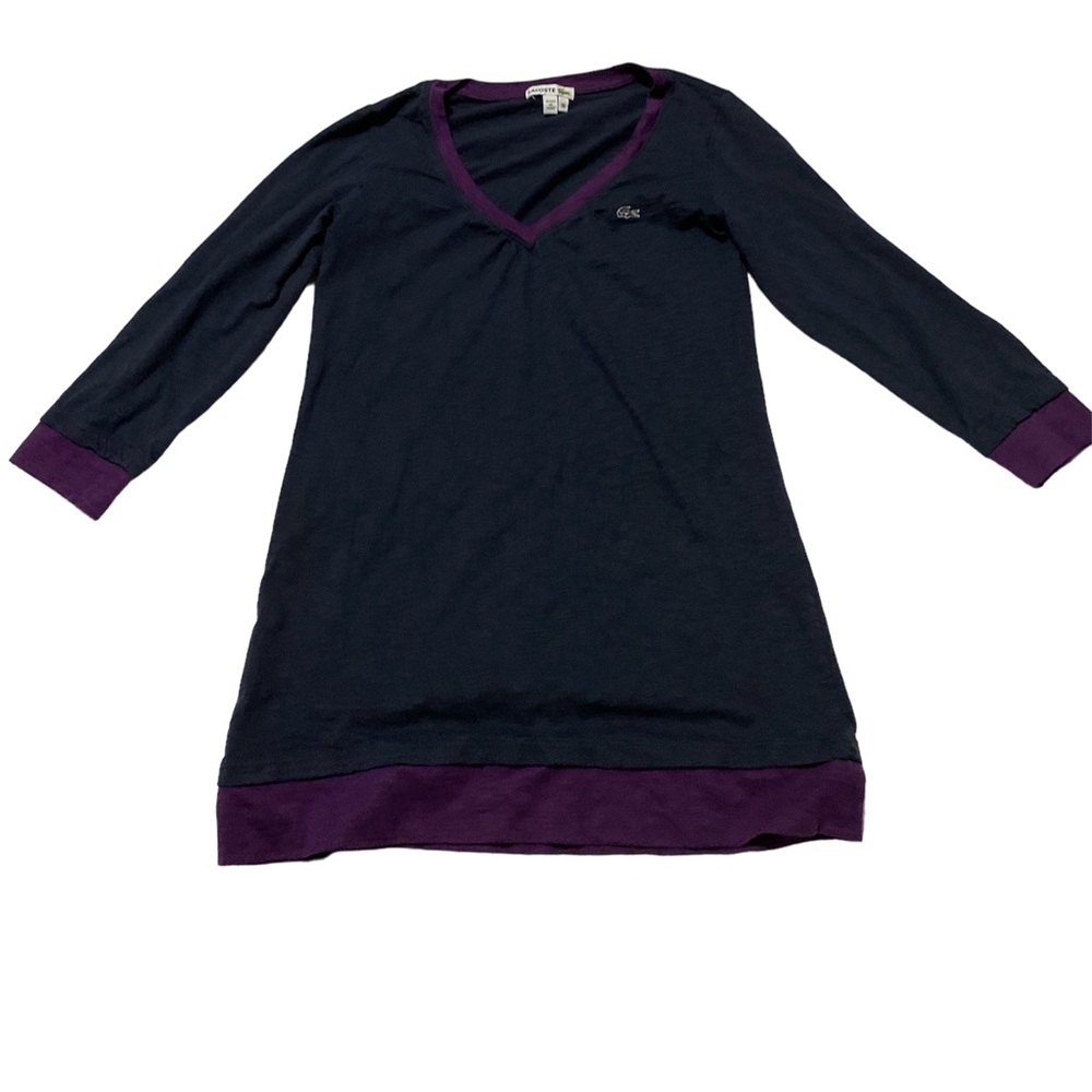 Lacoste Navy and Purple Long Sleeve Tee